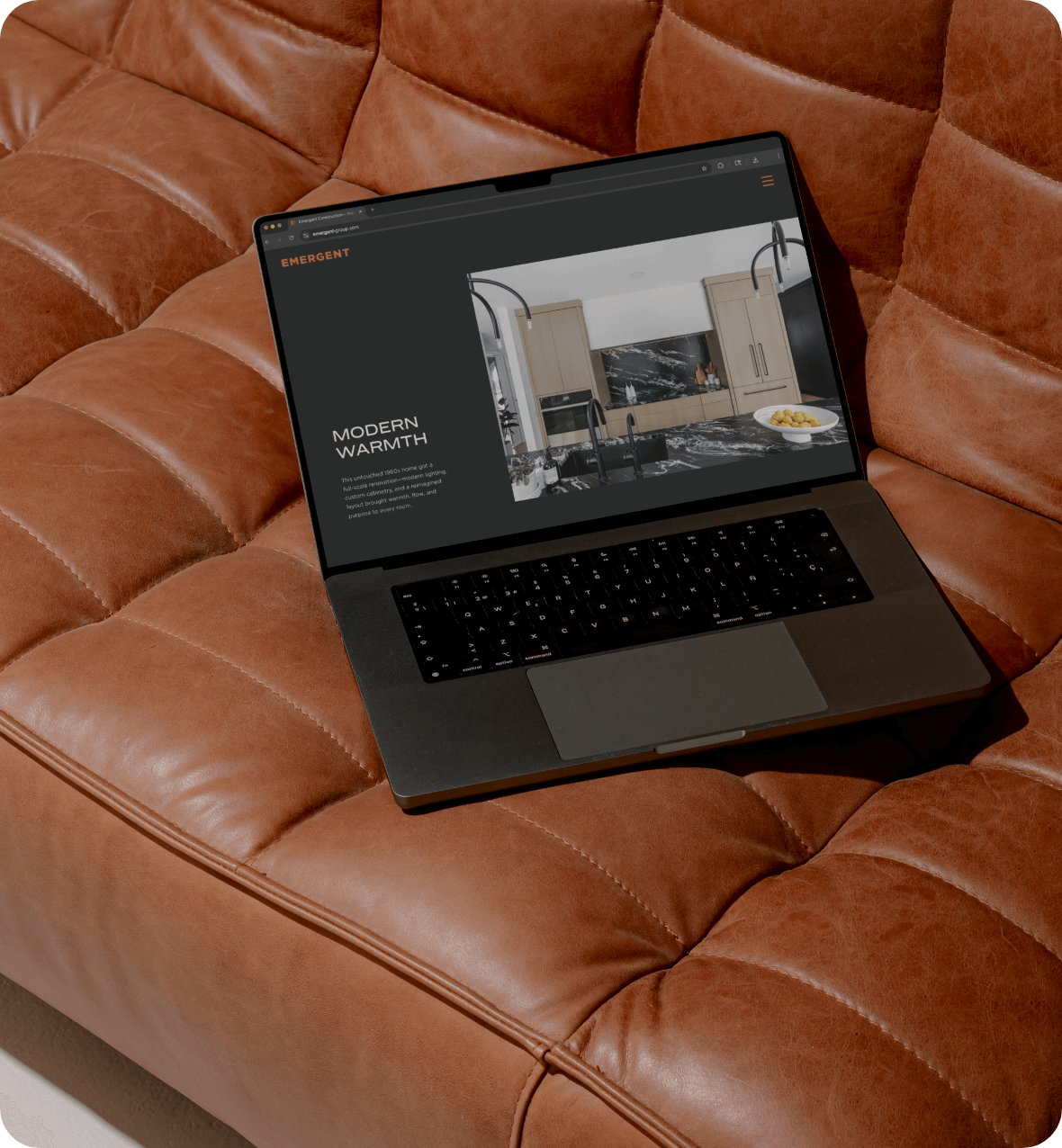 Emergent Construction homepage website design mockup by AP The Creative. Development by The Lovely Dev.