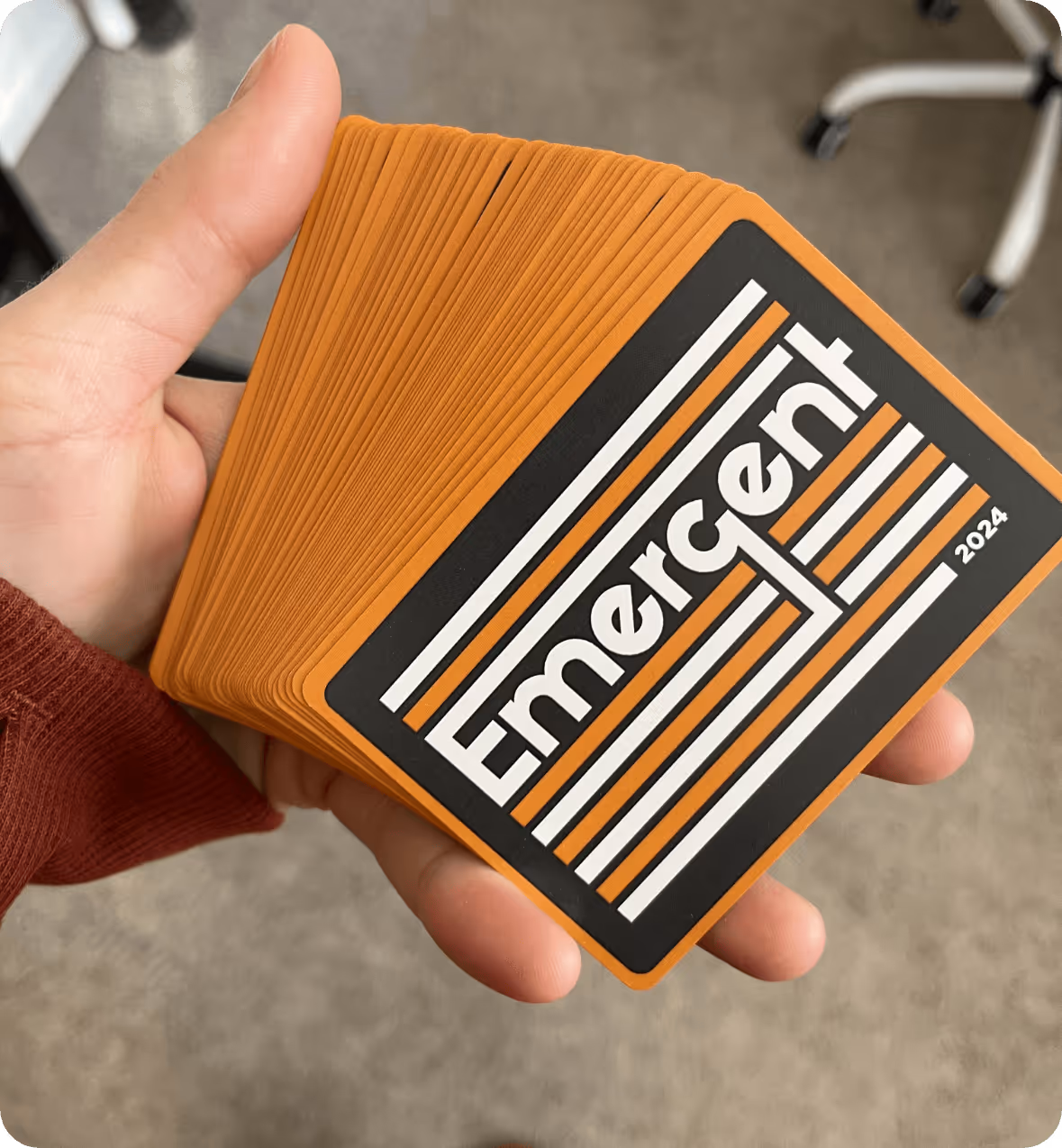 Playing cards designed by AP the Creative for Emergent Construction as a yearly gift to their clients and employees.