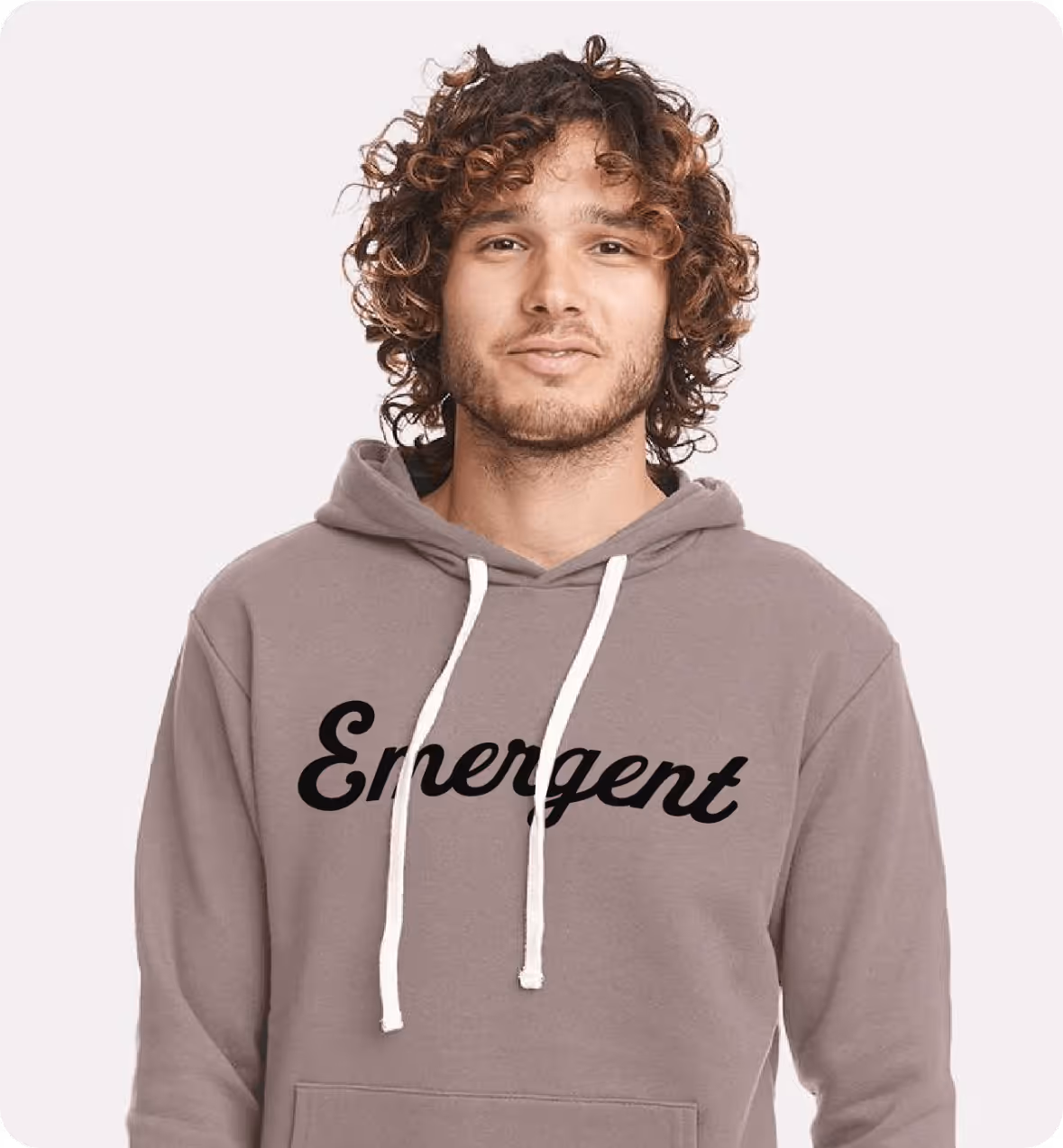 Emergent branded shiitake hoodie with script logo designed by AP The Creative
