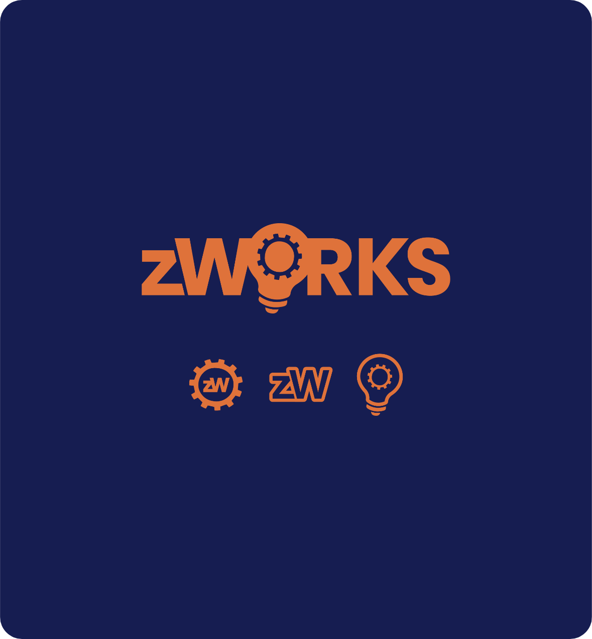 zWORKS full logo suite with secondary icons and brand marks designed by AP The Creative for a co-working space in Zionsville. 