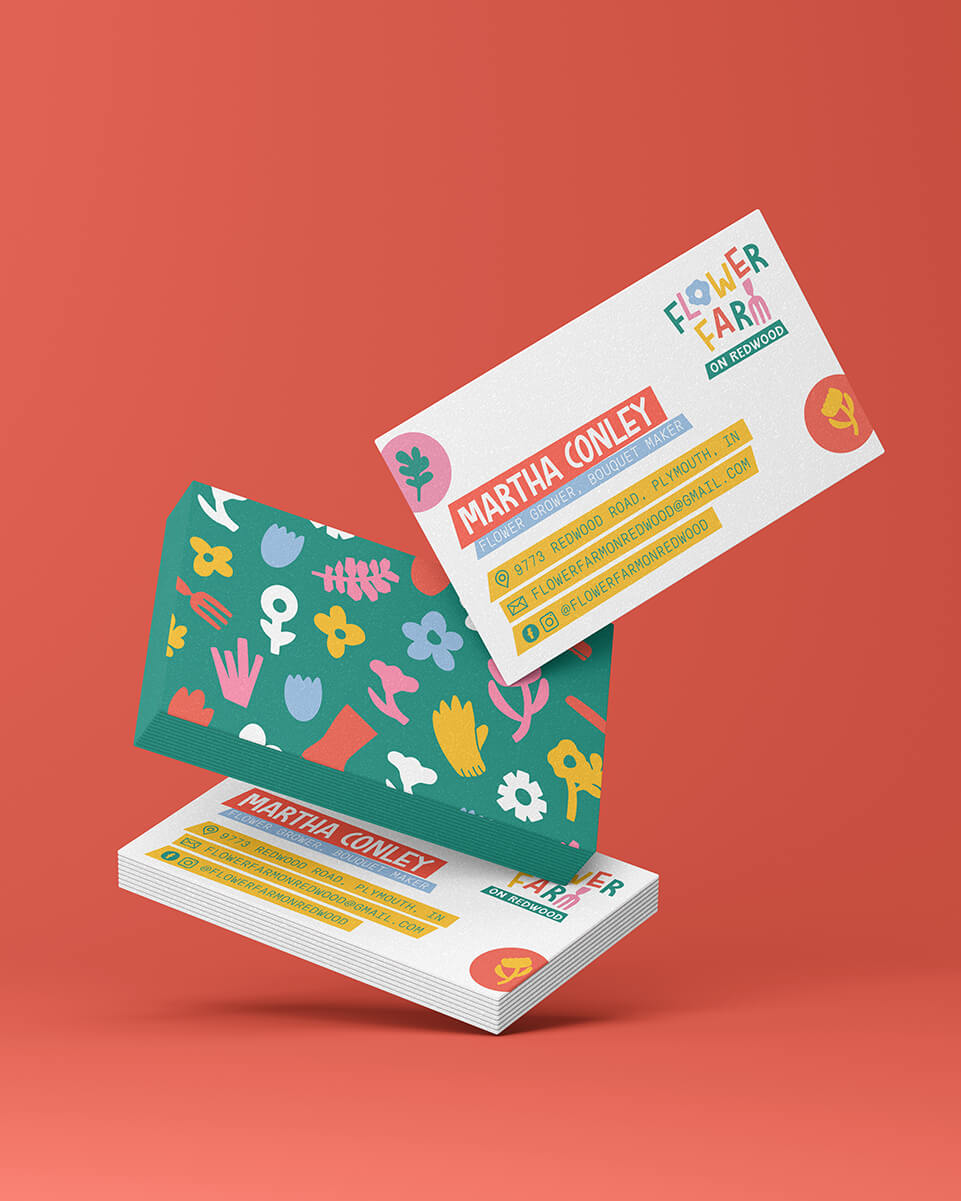 Business cards for Flower Farm designed by AP the Creative.