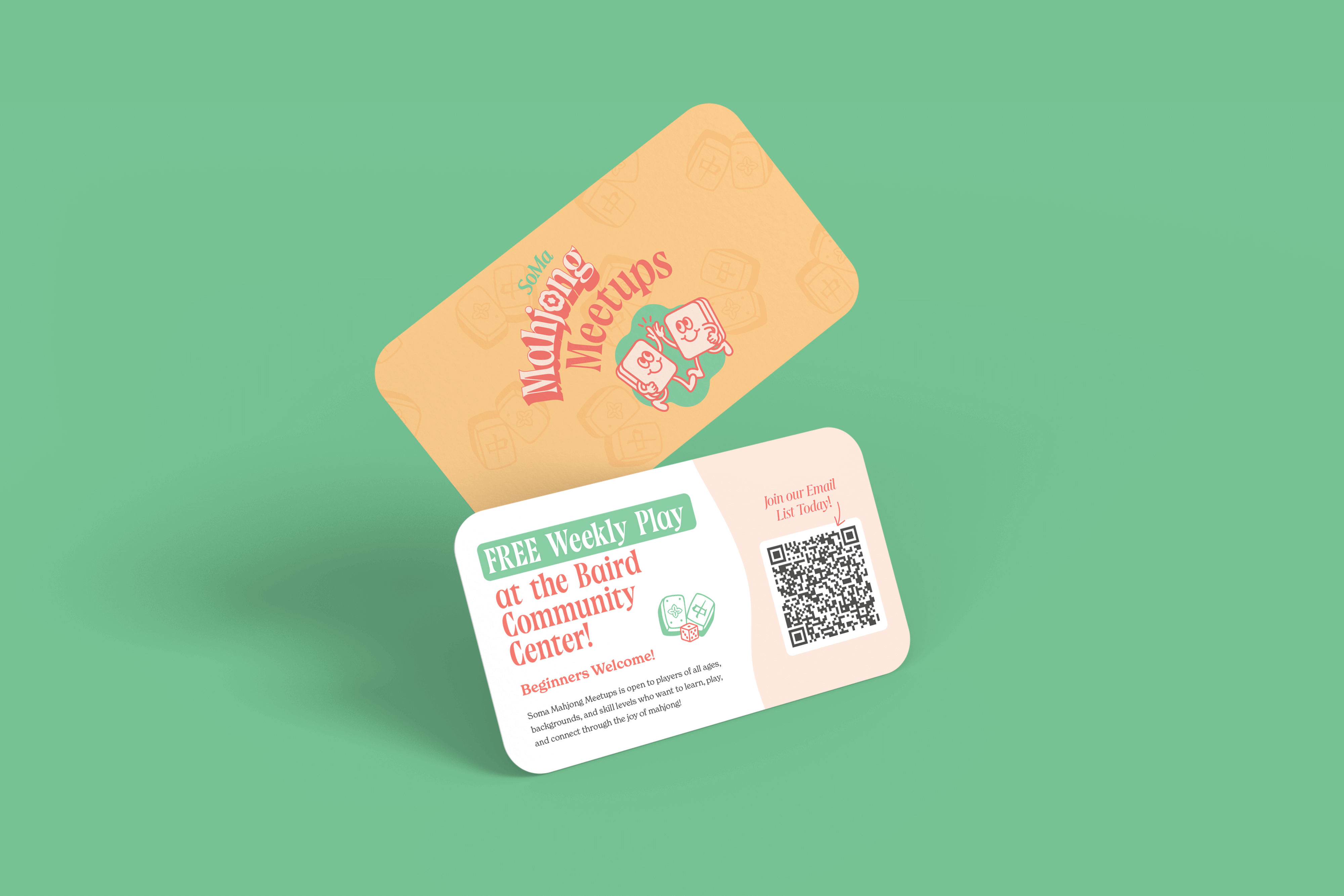 SoMa Mahjong Meetups based in New Jersey generic business card promotional card mockup designed by AP The Creative.