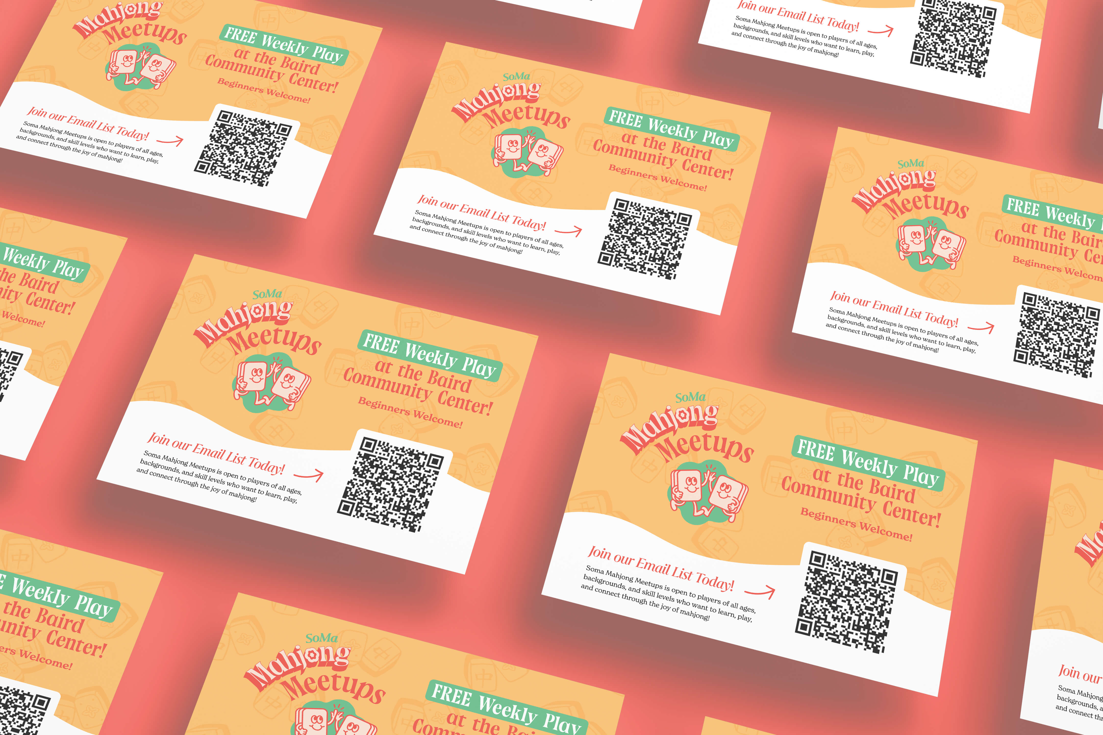 SoMa Mahjong Meetups based in New Jersey postcard table tent talker mockup designed by AP The Creative.