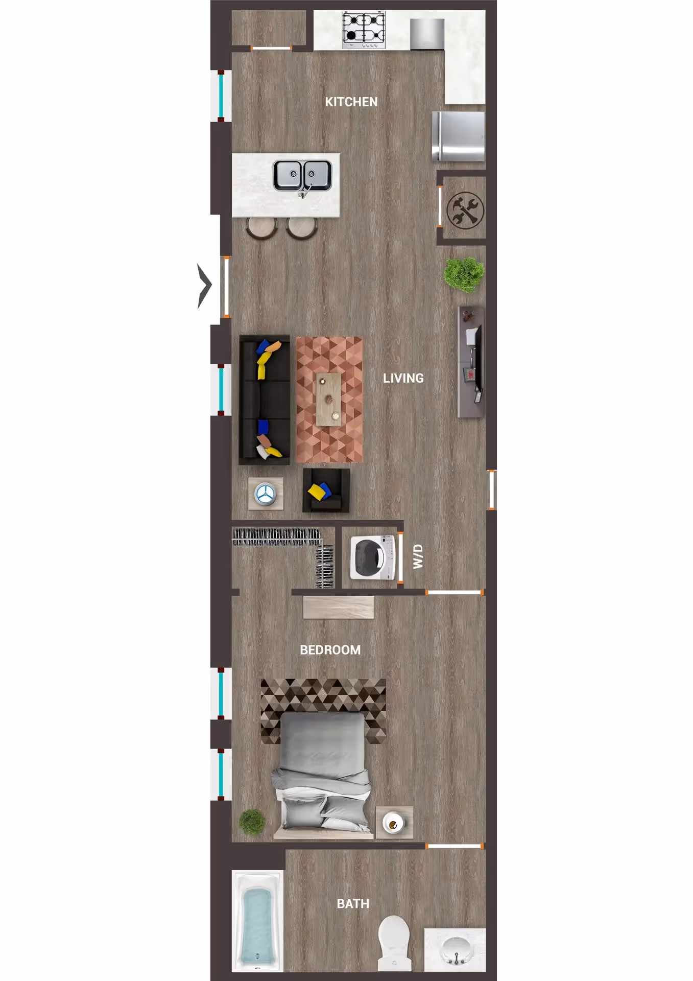 UNIT A1 BROWNSTONE layout