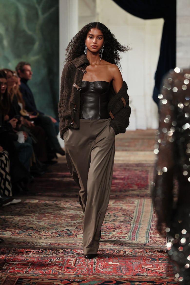 NEW YORK, NEW YORK - FEBRUARY 10: Luna Yohannan walks the runway for the Ralph Lauren fashion show d...