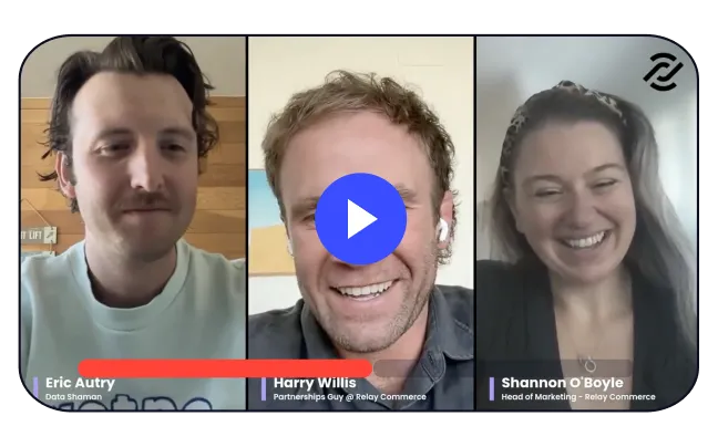 Three Relay Commerce hosts on a Checked Out live podcast recording