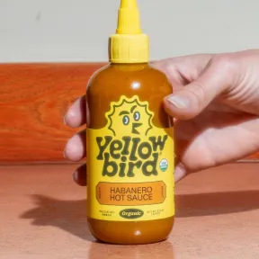 Yellowbird habanero hot sauce bottle.