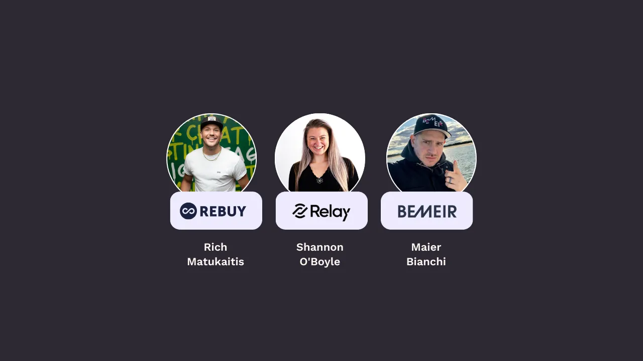 Q1 Revenue Planning webinar graphic with speakers from Rebuy, Relay and Bemeir.