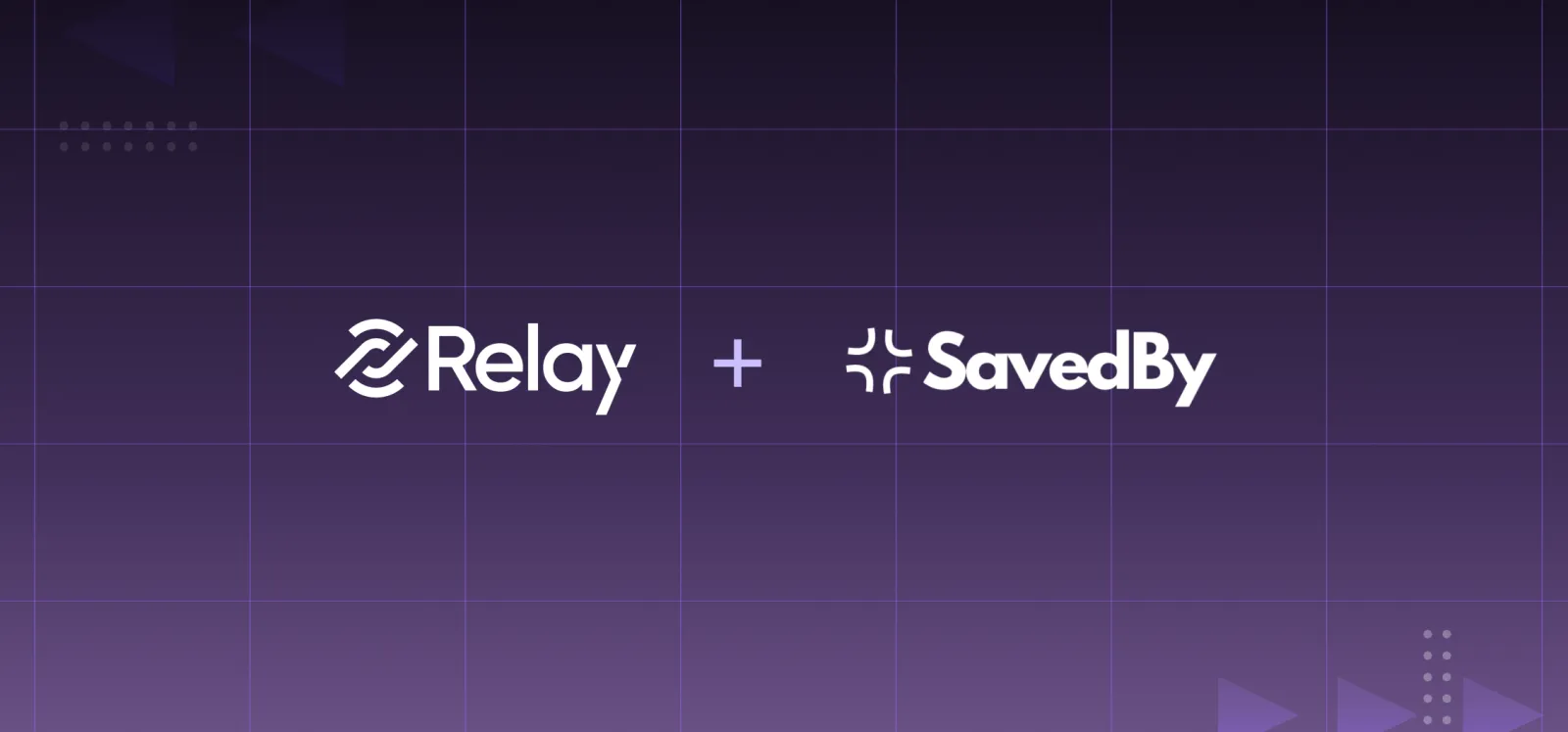 Relay and SavedBy logos with a plus next to eachother