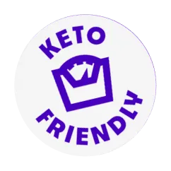 Purple Keto Friendly badge with a stylized crown inside a circle.