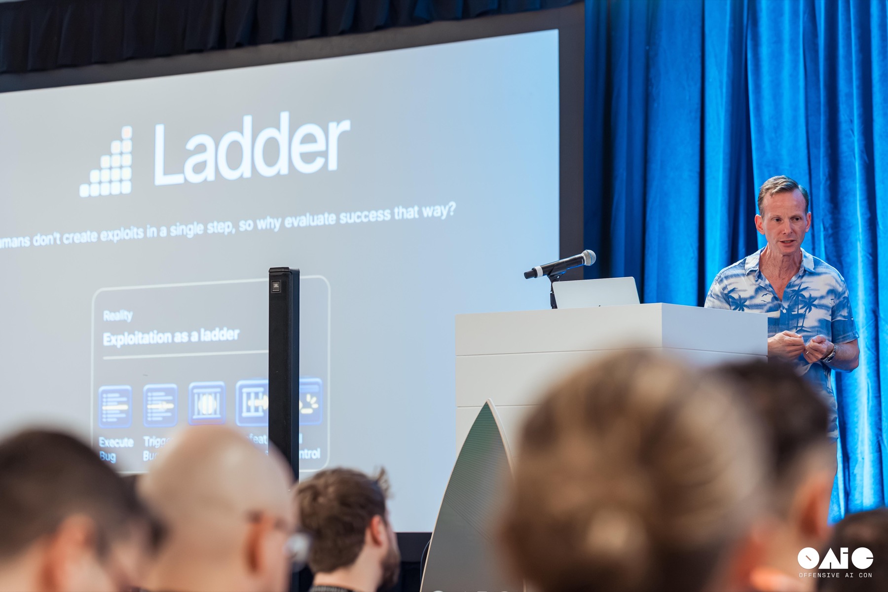 A speaker presenting research at OAIC 2026