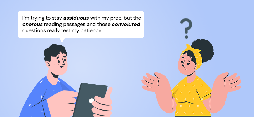 Student frustrated with GRE vocabulary words.