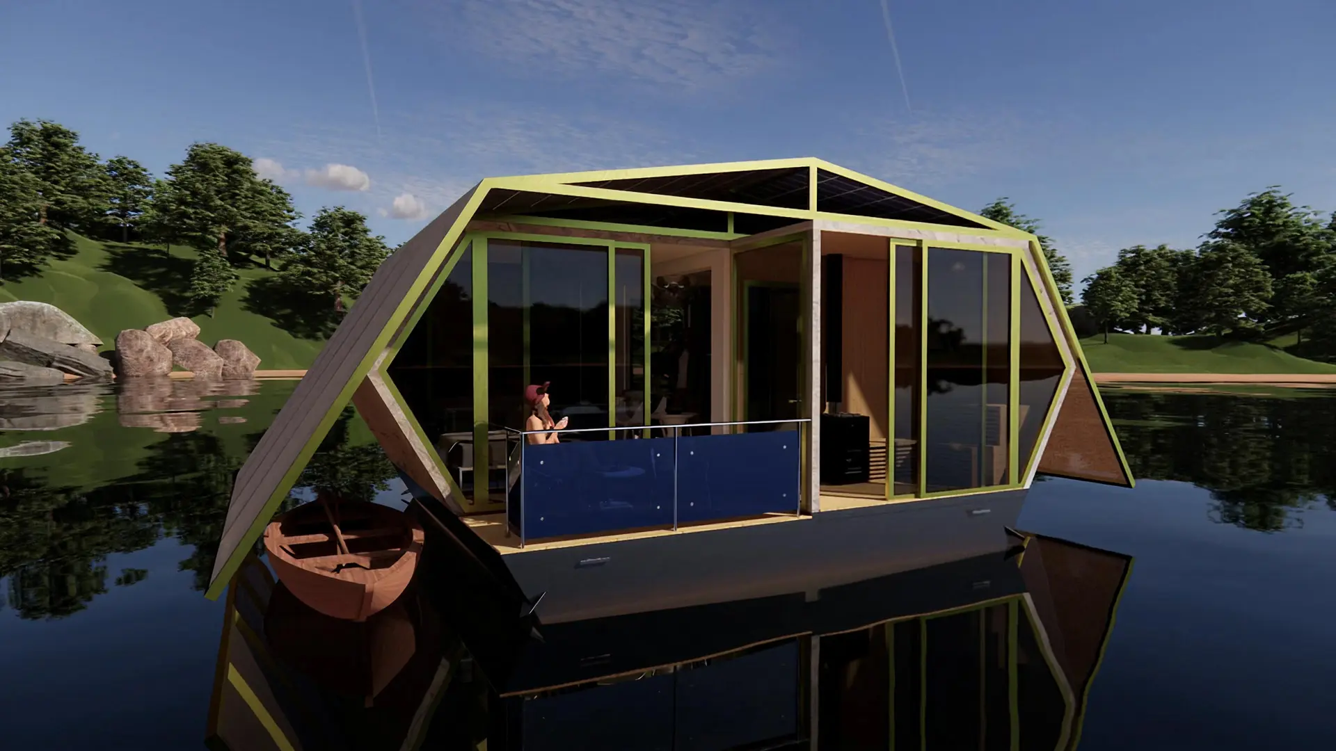 The Naïaa ecosuite on a lake during daylight
