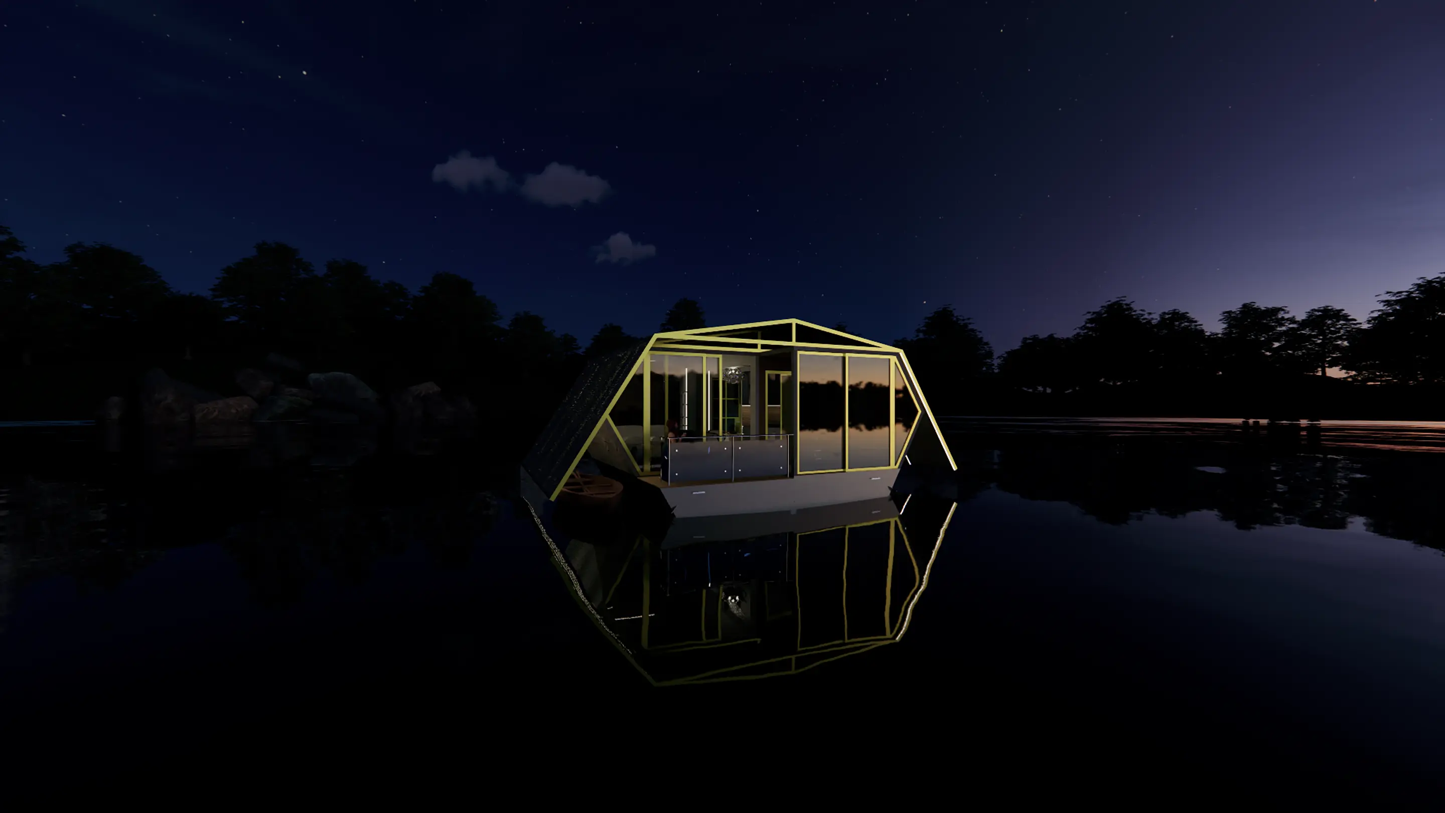 Naïaa eco-suite during the night