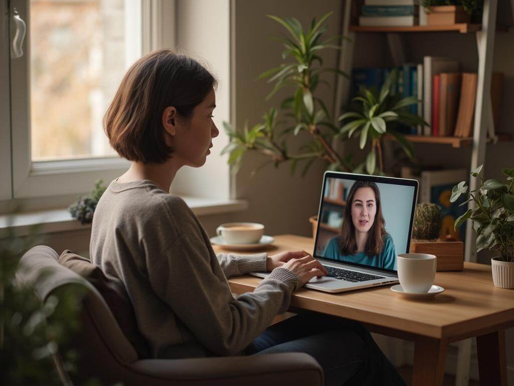 Person in an online therapy session