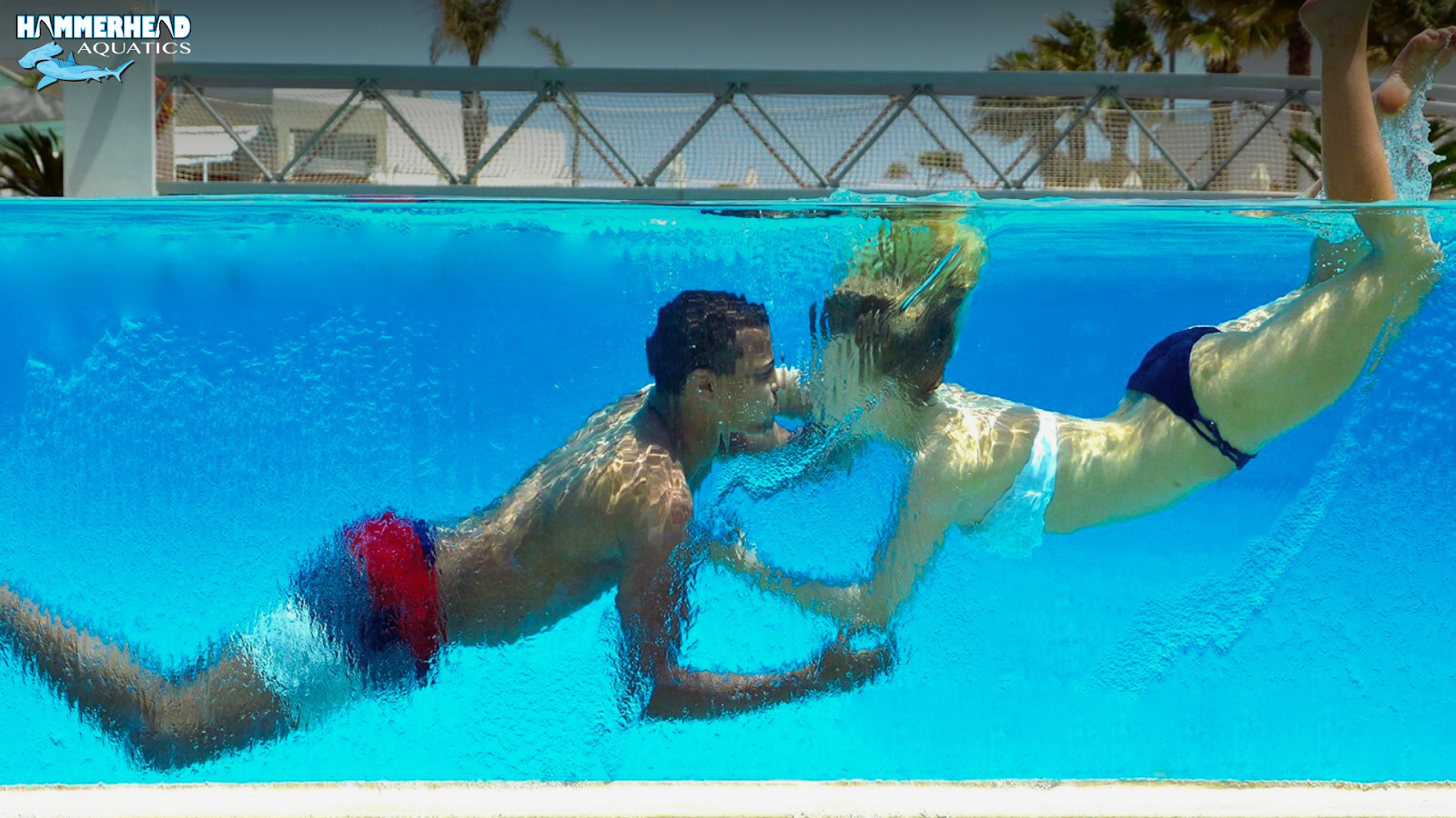 Pool window allowing supervision of swimmers from poolside