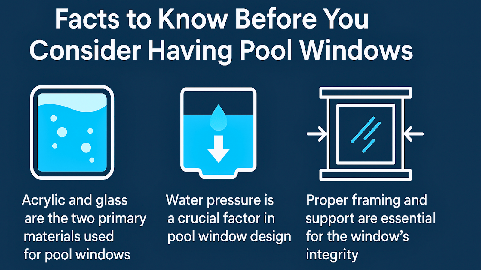 Important facts about pool window materials, pressure, and framing