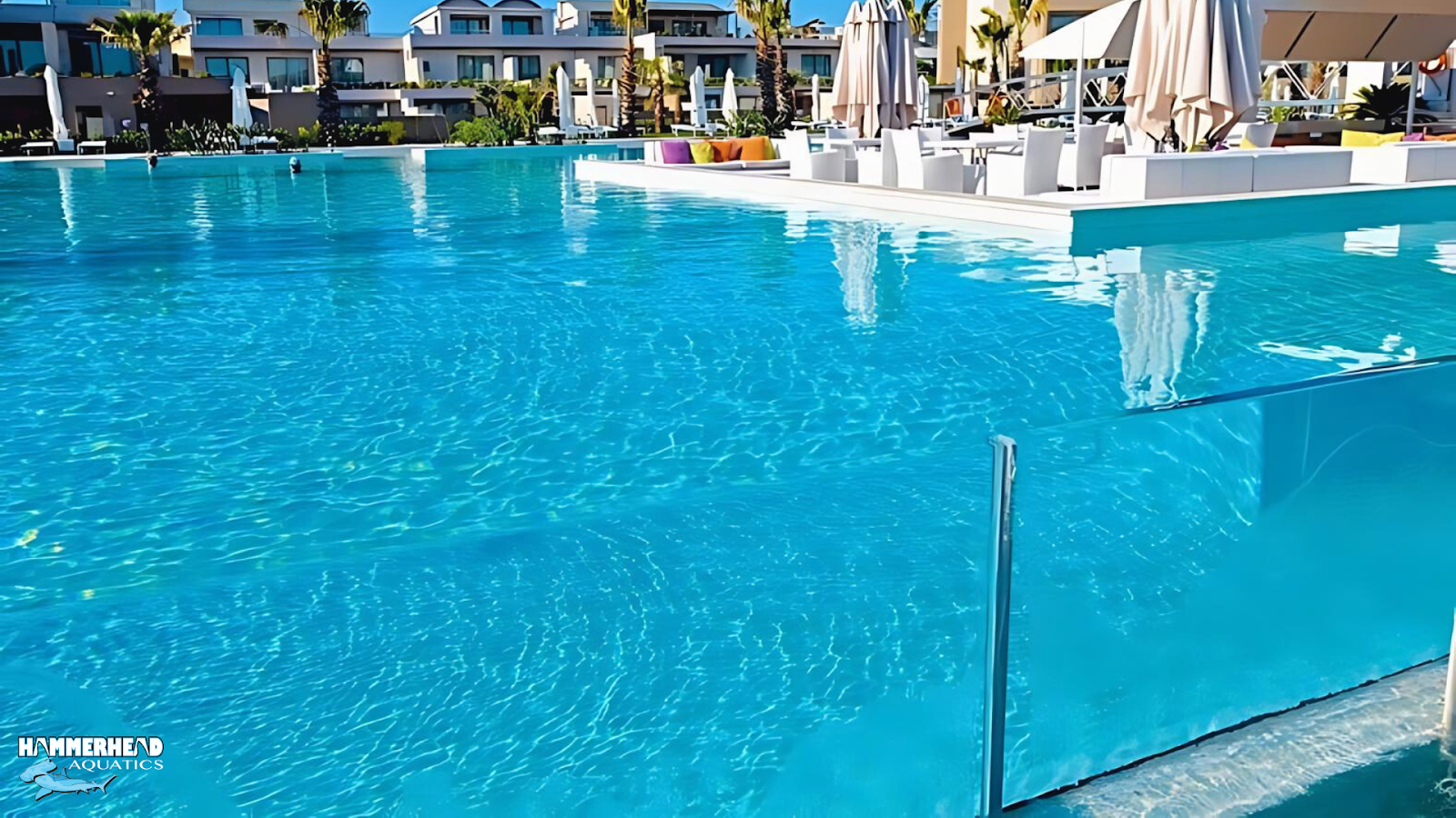 Tempered glass pool window panel showing strength and safety