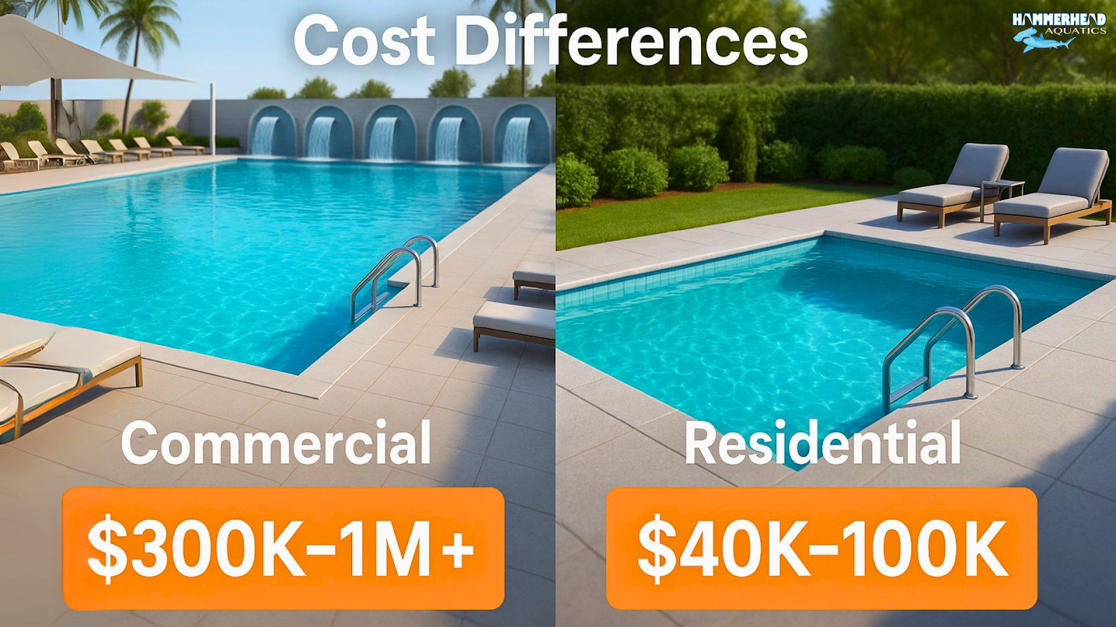 Cost comparison of commercial pool vs residential pool build
