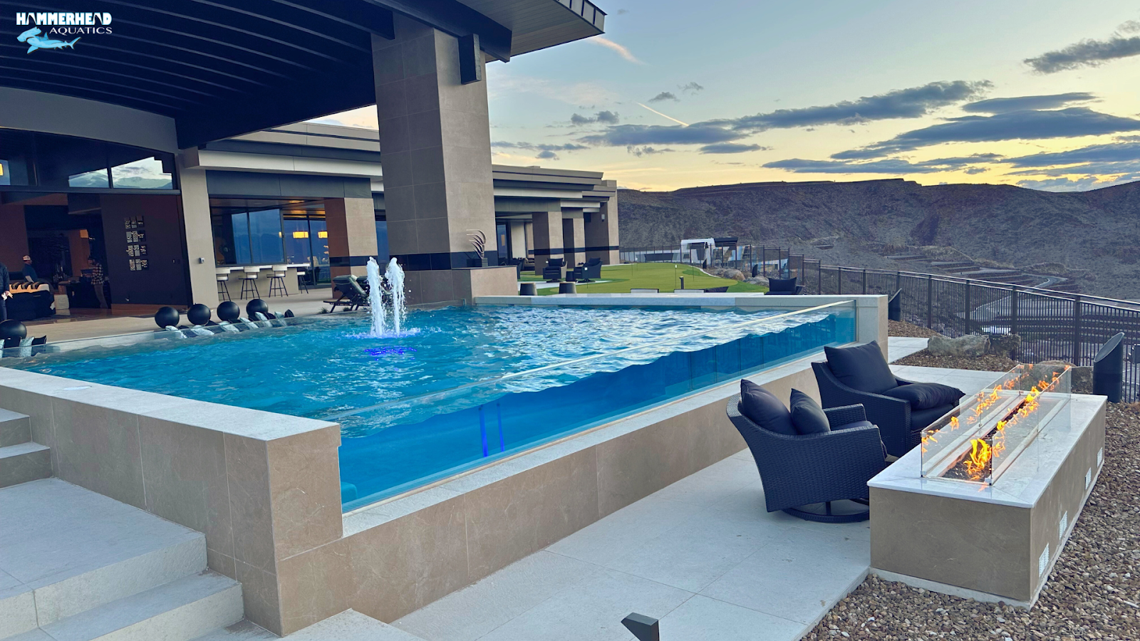 Residential backyard pool for family and modern design features