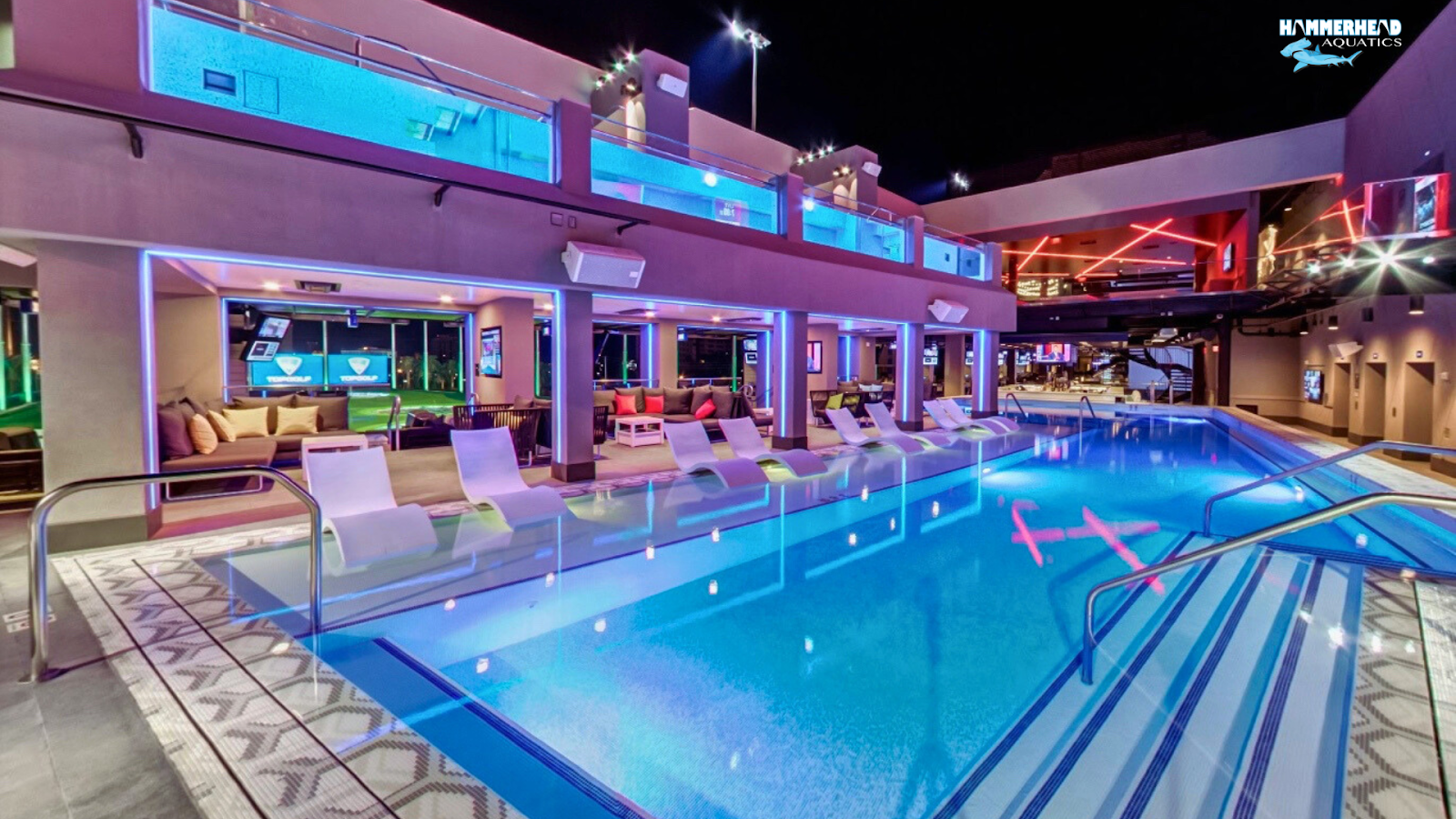 Commercial resort pool with accessibility features
