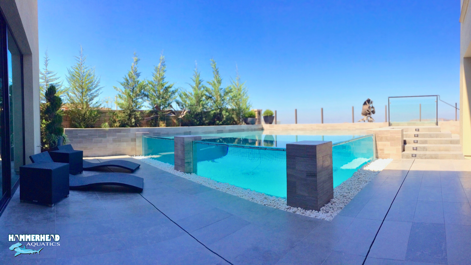 Luxury pool window showing clear circulation and clean water