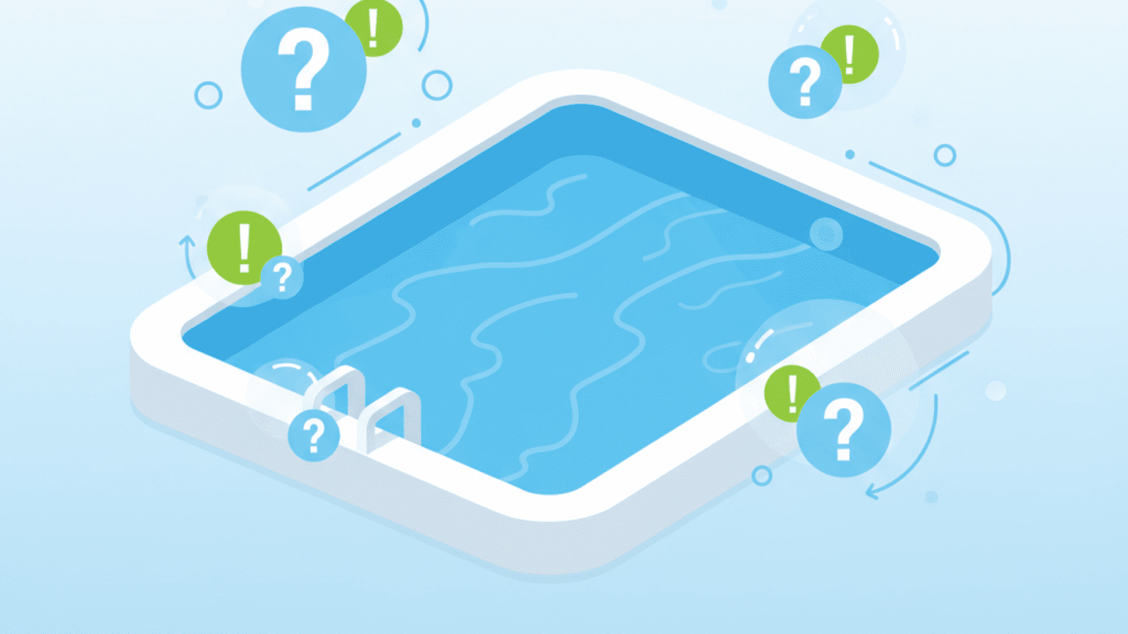 Swimming pool waterproofing FAQs illustration with questions and answers