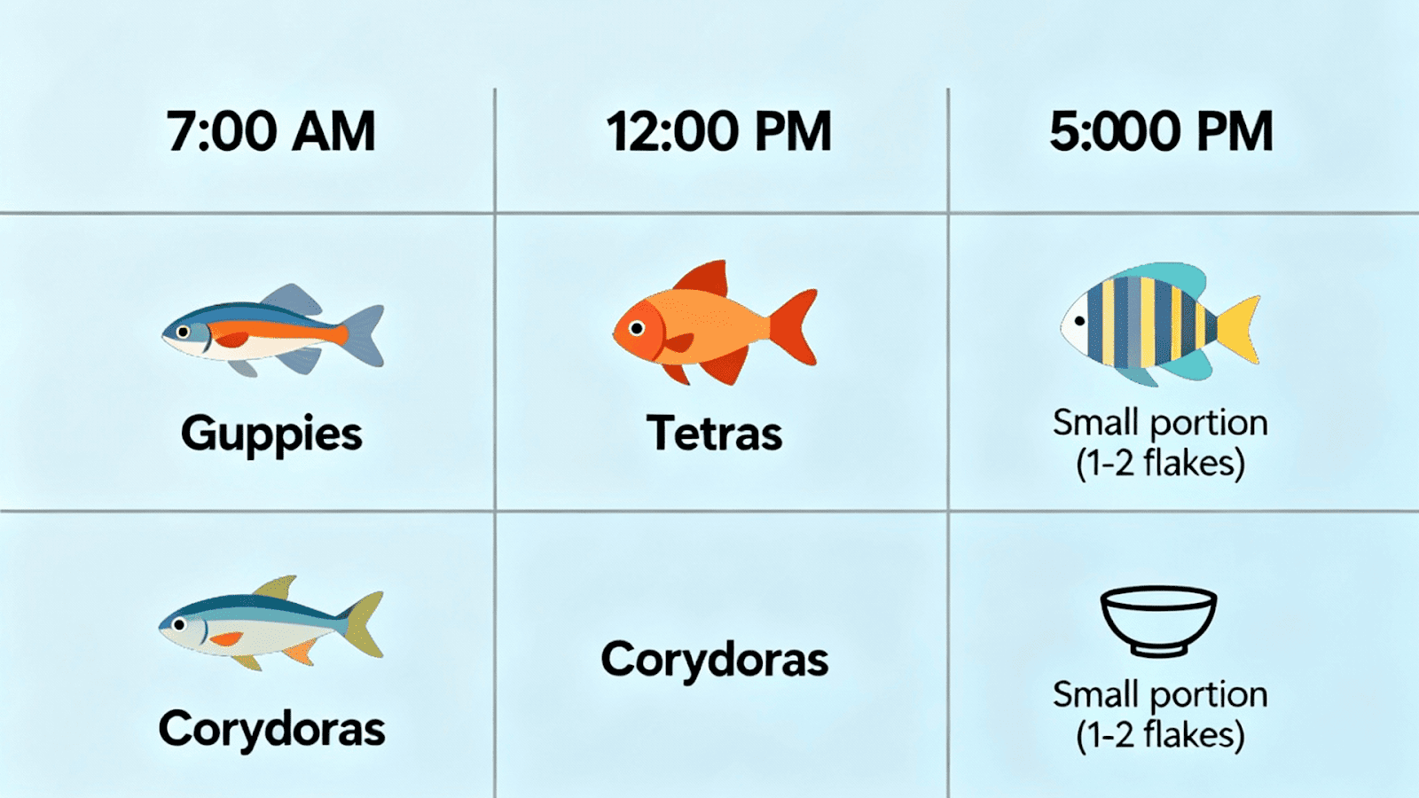 Feeding aquarium fish in small portions to prevent cloudy glass