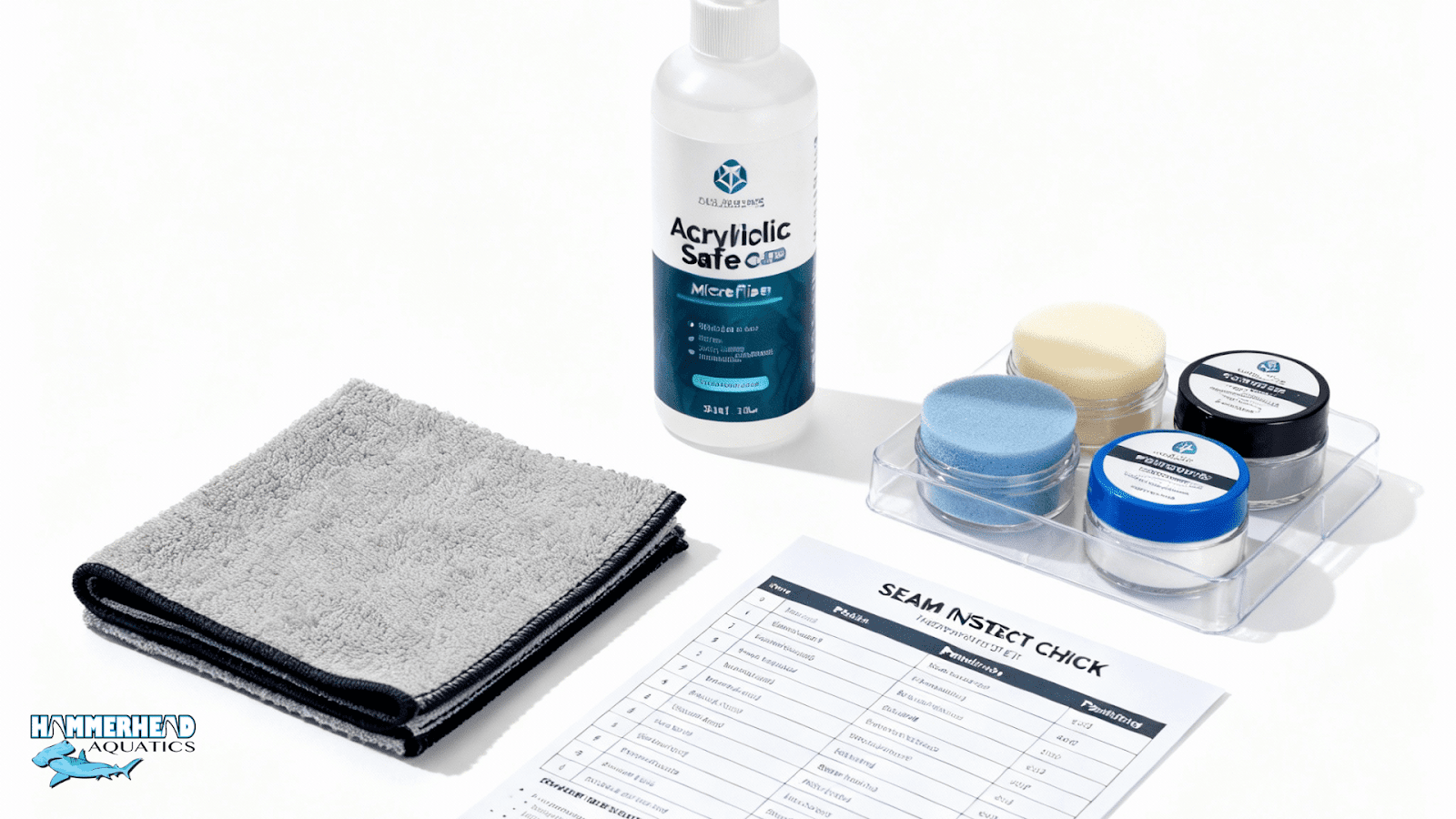 Acrylic aquarium window maintenance kit and annual seam inspection checklist