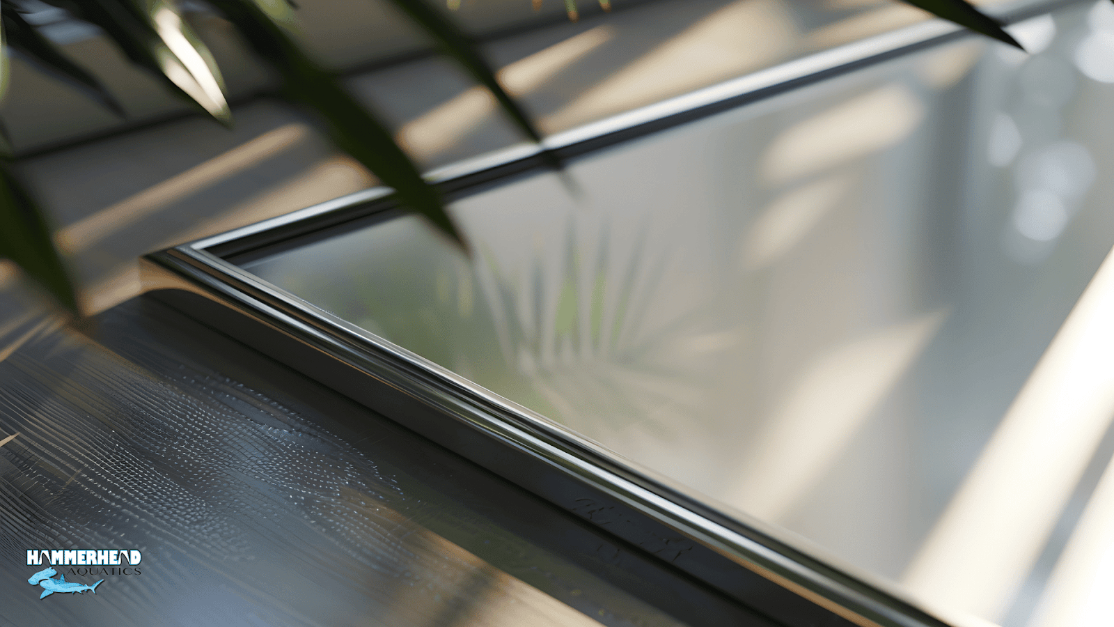 Cast acrylic panel edge versus laminated low-iron glass edge showing color difference and layering