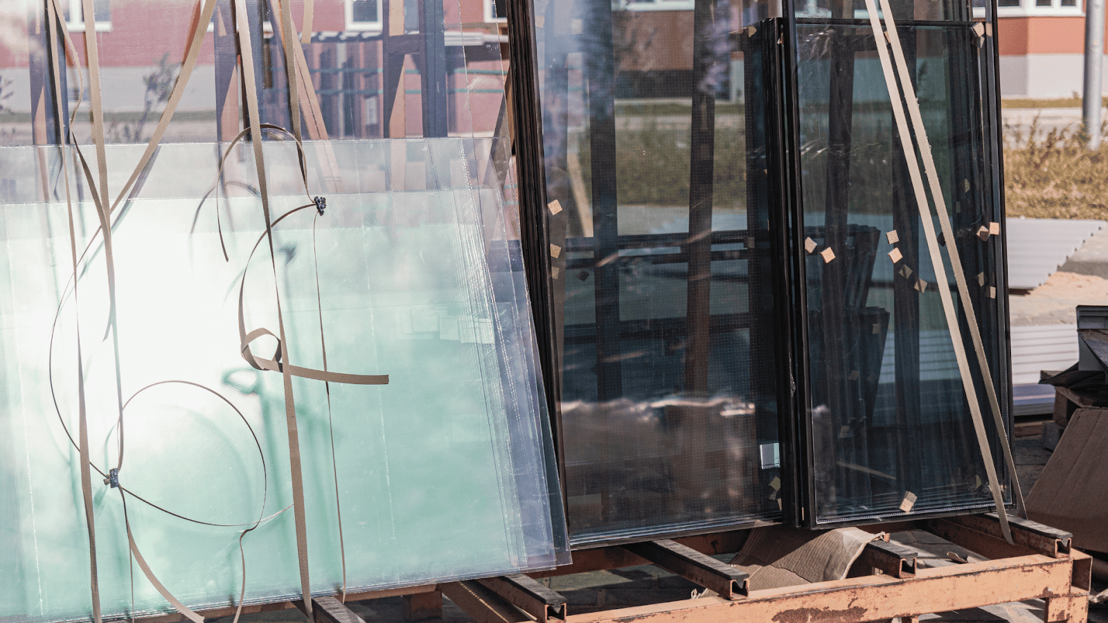 Underwater window glass covered with protective film