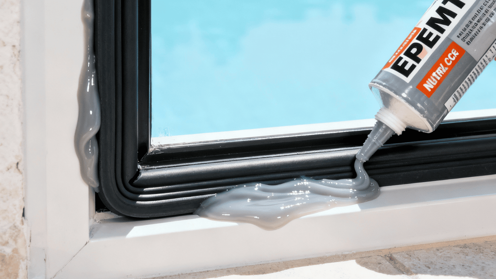 Applying gasket and marine-grade sealant for waterproof pool window installation