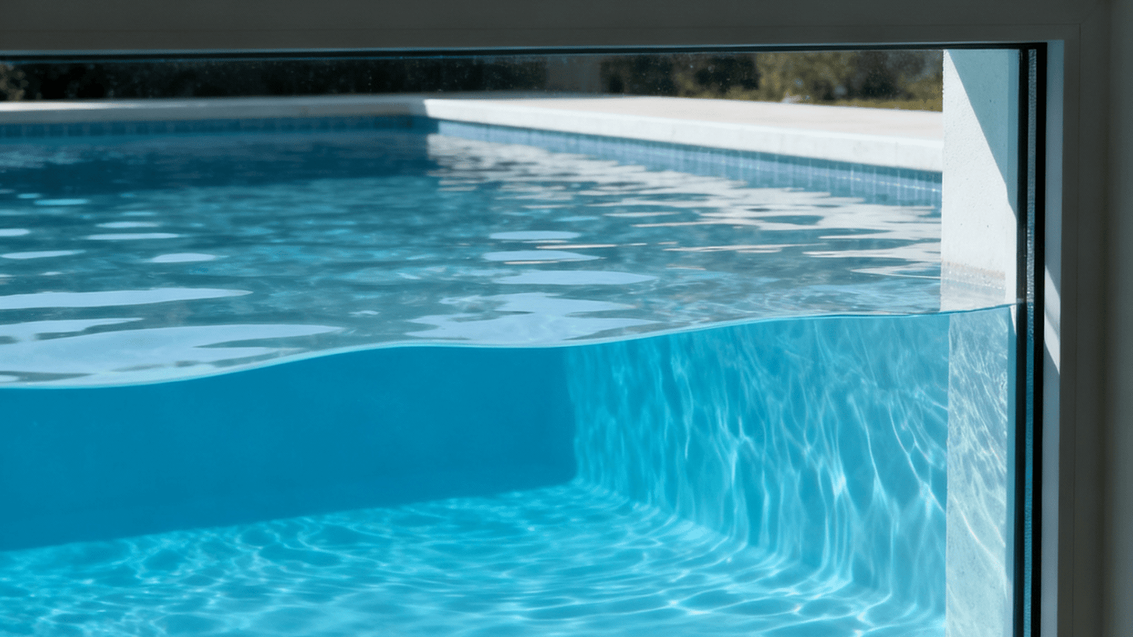 Leak testing an underwater pool window before finishing installation