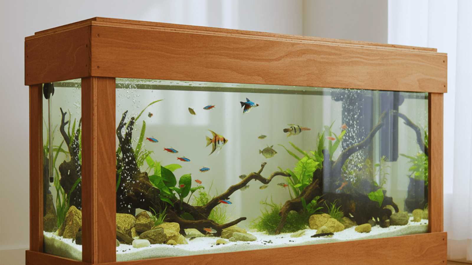 Applying aquarium-grade silicone sealant to plywood aquarium rebate.
