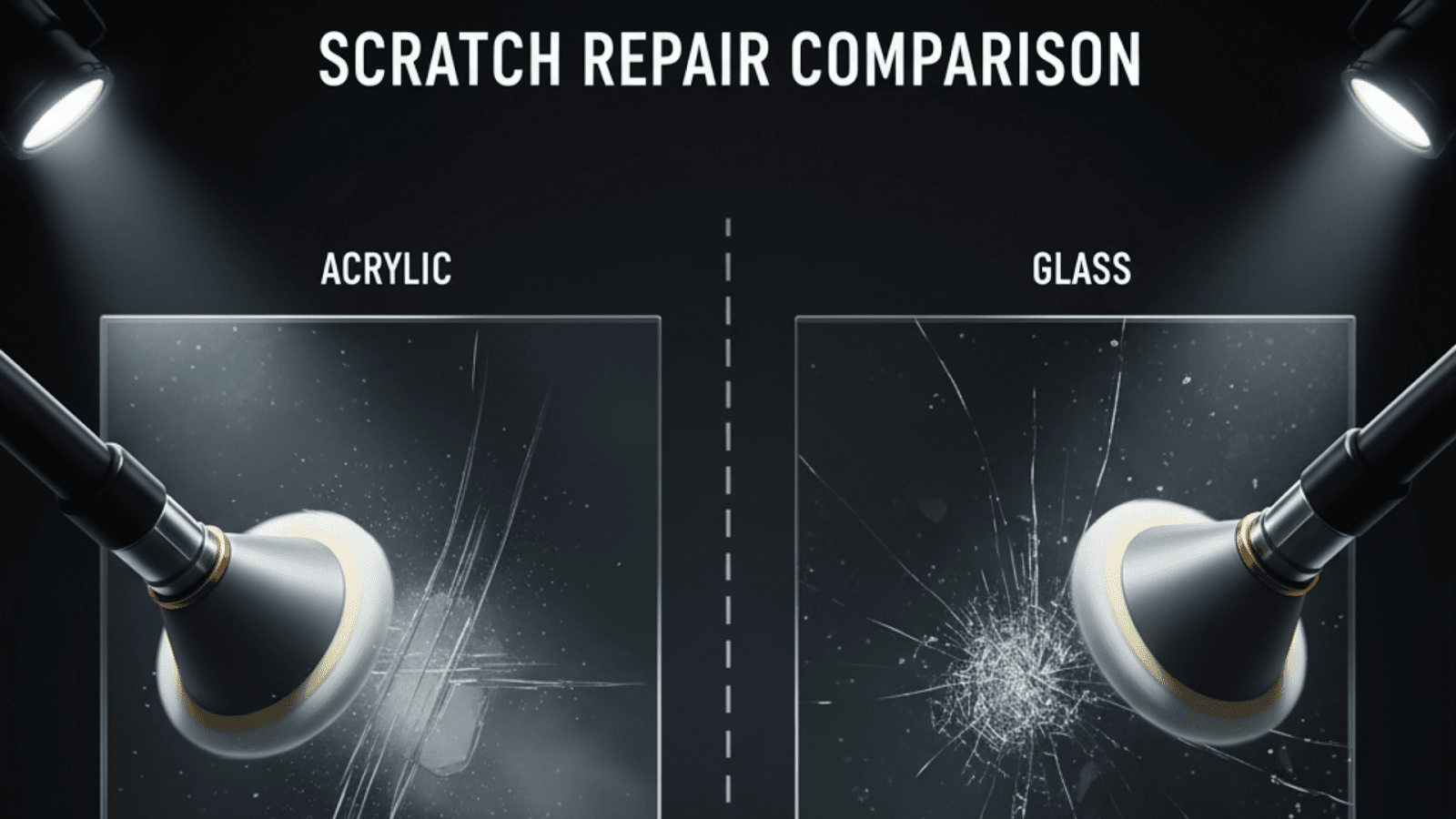 Buffing scratches on acrylic aquarium compared to permanent scratches on glass.