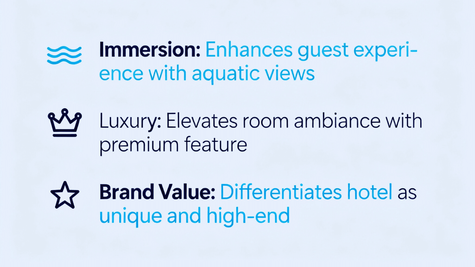 Infographic highlighting benefits of private aquarium windows in hotel rooms