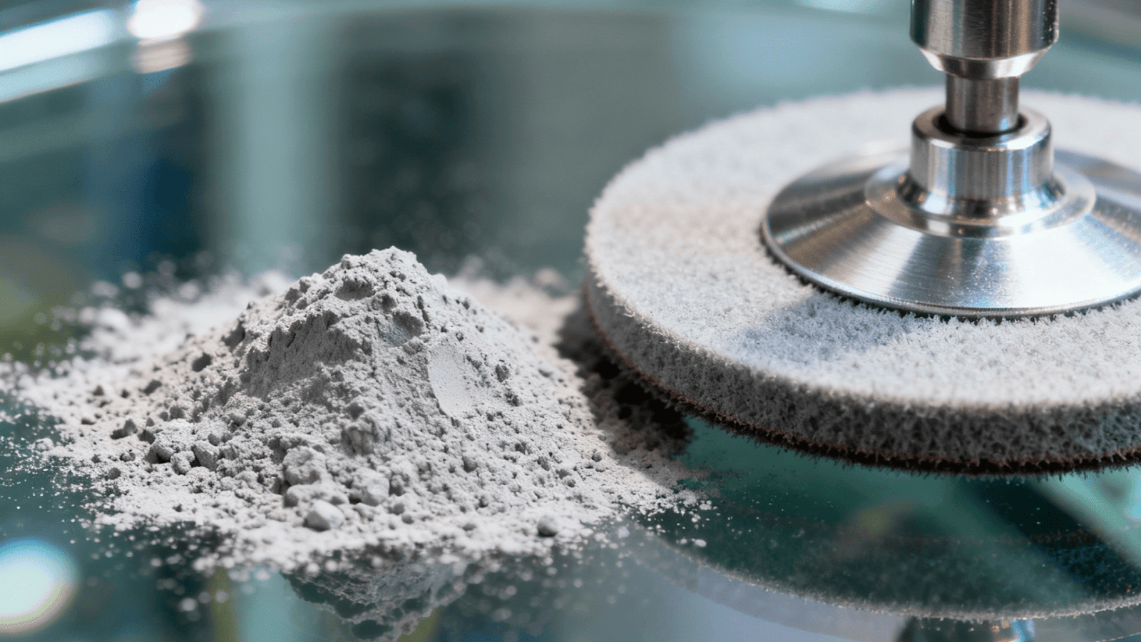 Cerium oxide polishing compound and buffing pad used to restore aquarium glass clarity