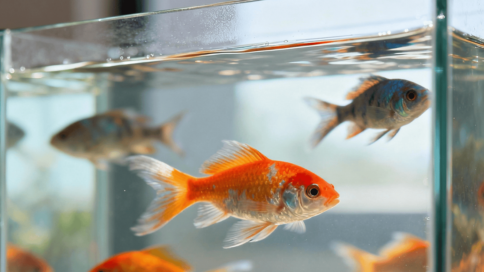 Crystal-clear aquarium after polishing foggy glass using cerium oxide