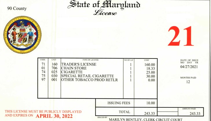 <b>State License Example(s): </b>