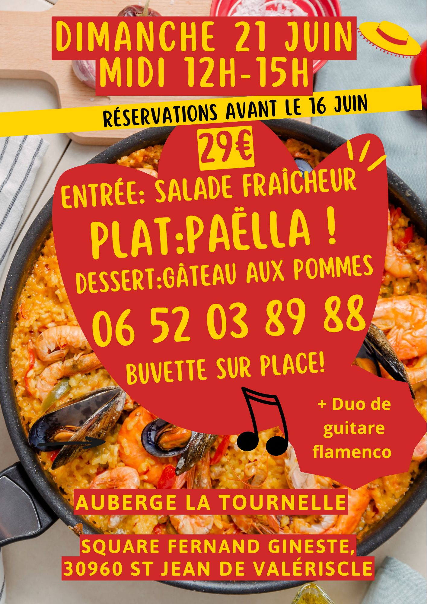 Menu événement spécial – Auberge La Tournelle