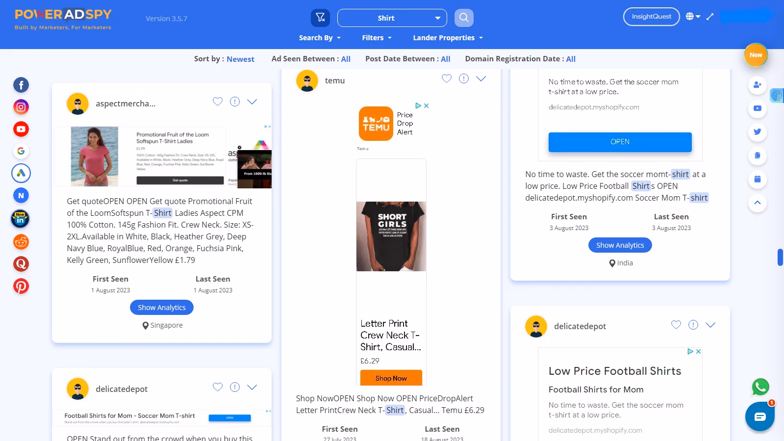 Poweradspy Dashboard