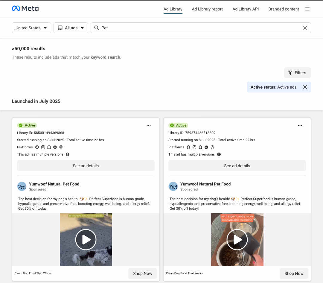 Meta Ad Library Search