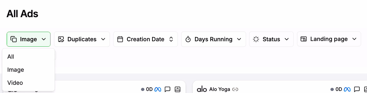 All Ads Interface