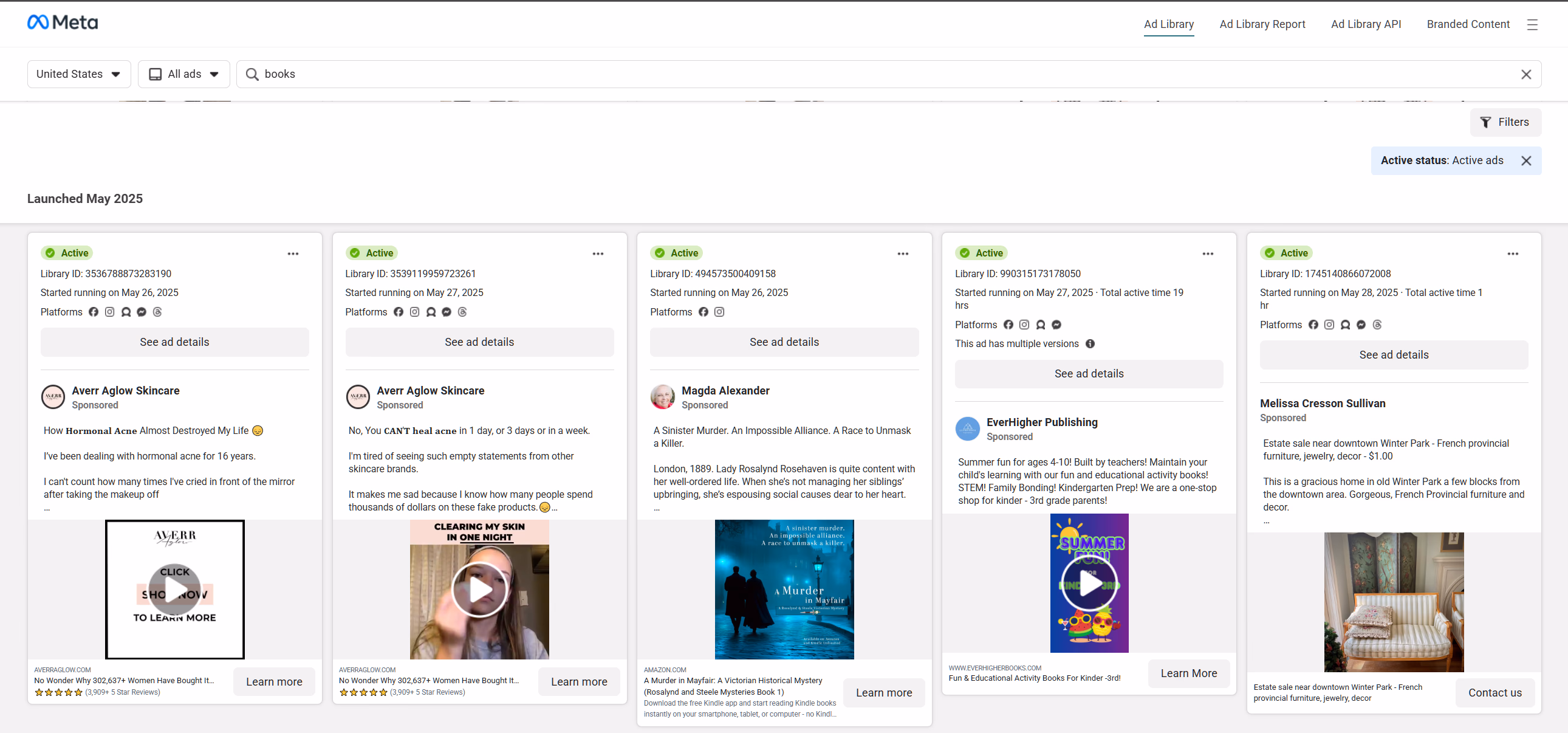 facebook ad library example