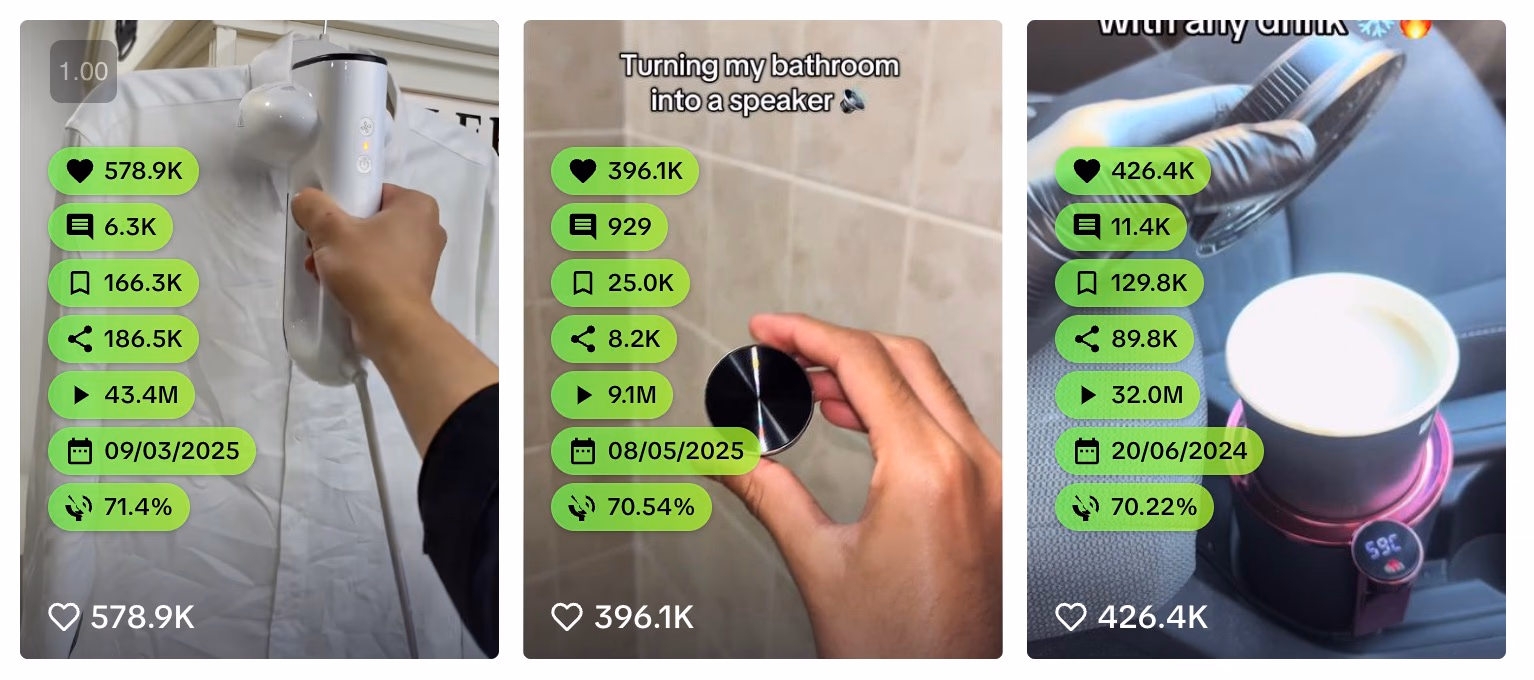 Example Viral Tiktok Products using the chrome extension