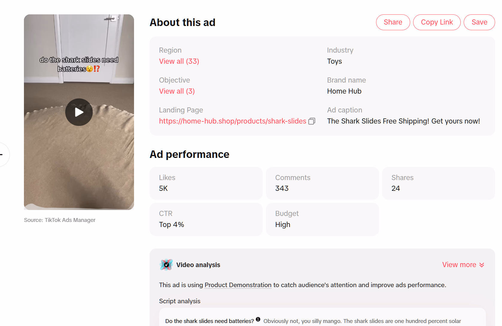 tiktok ad shark slides