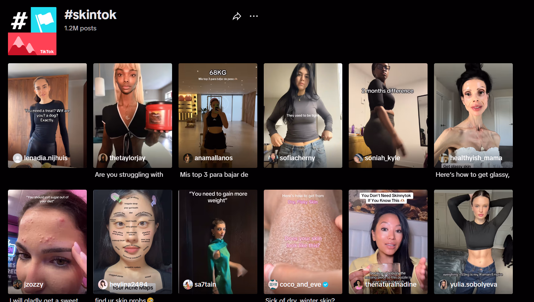 skintok tiktok video feed