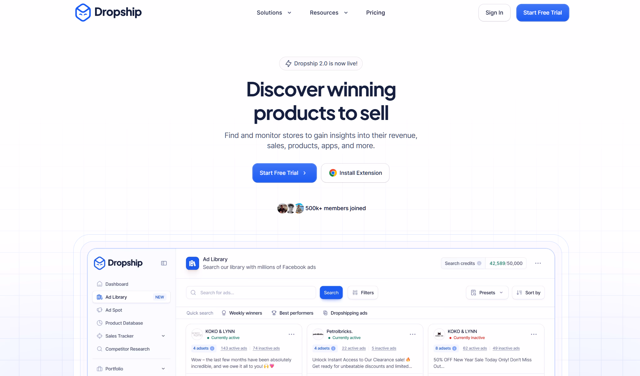 dropship ad library interface
