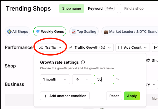 Traffic Growth Rate Settings