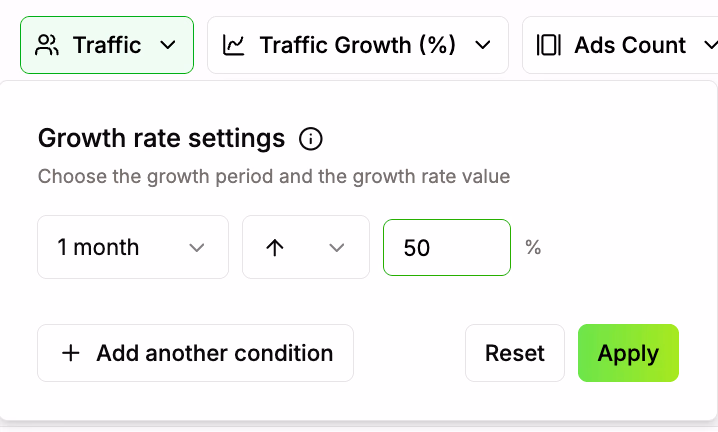 Growth Rate Settings Panel